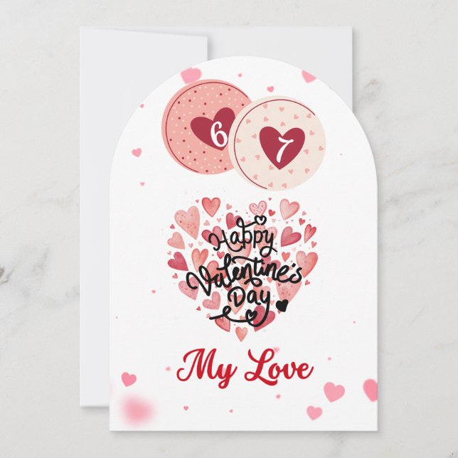 Cartes Pour Fêtes Annuelles Cœurs Aquarelles Romantiques Bonne Saint-Valentin (Devant)