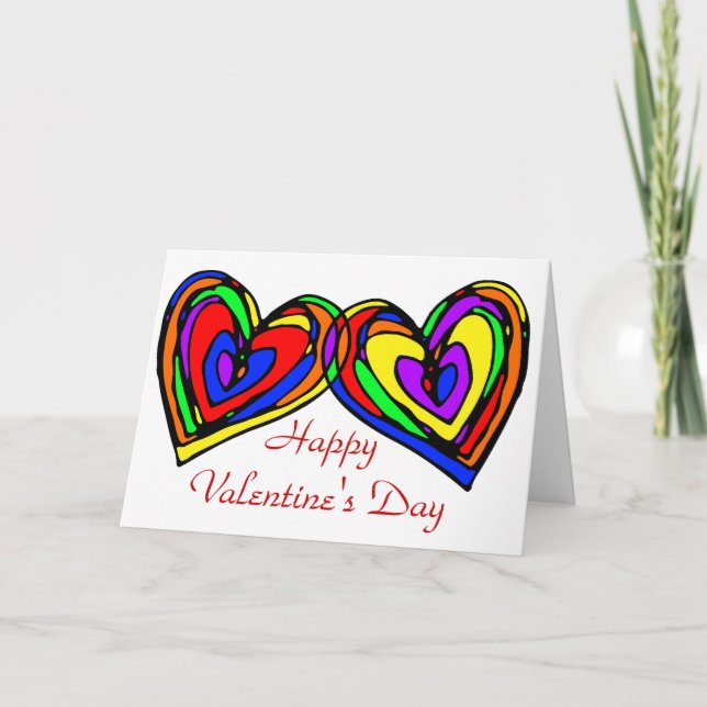 Cartes Pour Fêtes Annuelles Coeurs arc-en-ciel Scribble (Devant)