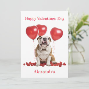 Cartes Pour Fêtes Annuelles Coeurs Bulldog personnalisés Ballons Valentine