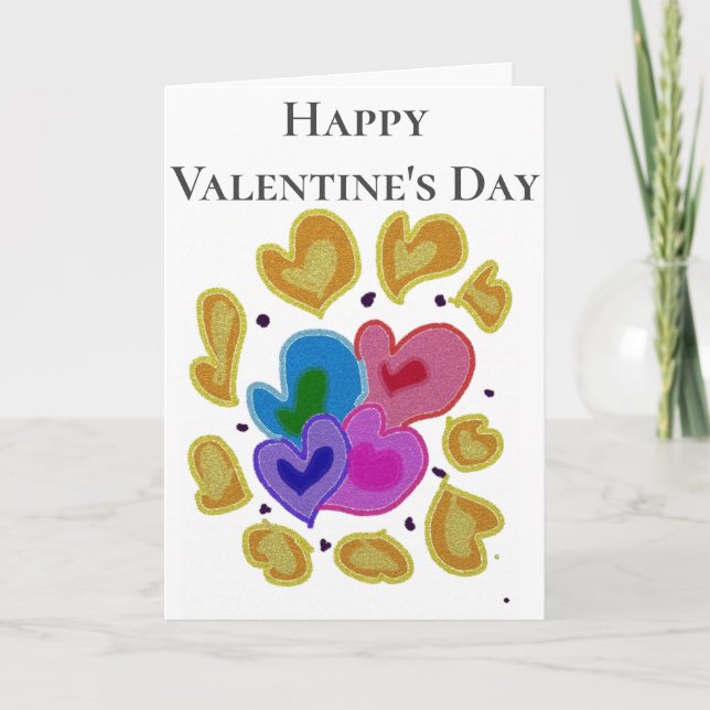 Cartes Pour Fêtes Annuelles Coeurs colorés Design Saint Valentin (Devant)