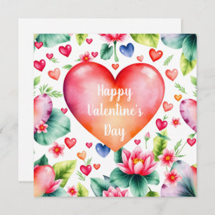 Cartes Pour Fêtes Annuelles Coeurs colorés & fleur de lotus Saint-Valentin