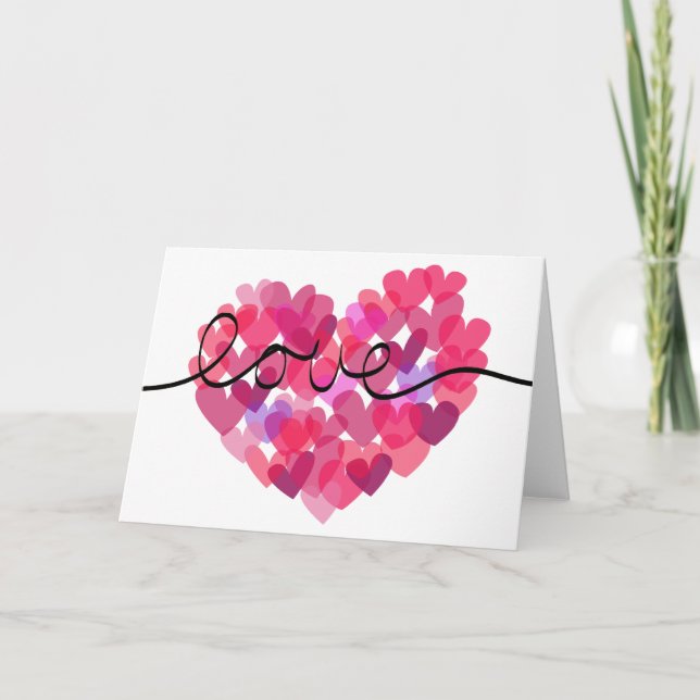 Cartes Pour Fêtes Annuelles Coeurs d'amour (Devant)