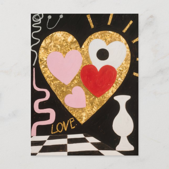Cartes Pour Fêtes Annuelles Coeurs d'amour (Devant)