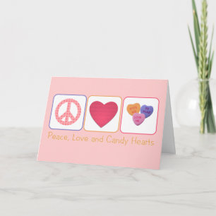 Cartes Pour Fêtes Annuelles Coeurs d'amour et de sucrerie de paix