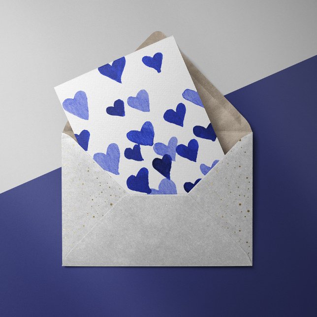 Cartes Pour Fêtes Annuelles Coeurs d'aquarelle de la Saint-Valentin - bleu (Créateur téléchargé)