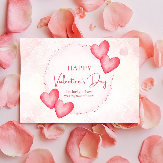 Cartes Pour Fêtes Annuelles Coeurs d'aquarelle de Whimsical (Créateur téléchargé)