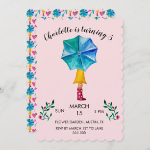 Cartes Pour Fêtes Annuelles Coeurs d'aquarelle pour fille parapluie
