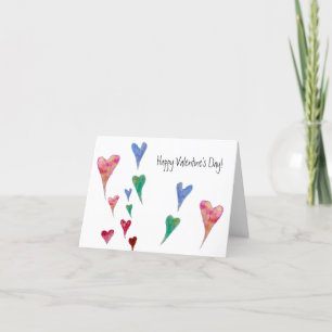 Cartes Pour Fêtes Annuelles Coeurs d'aquarelle Whimsical Valentine's