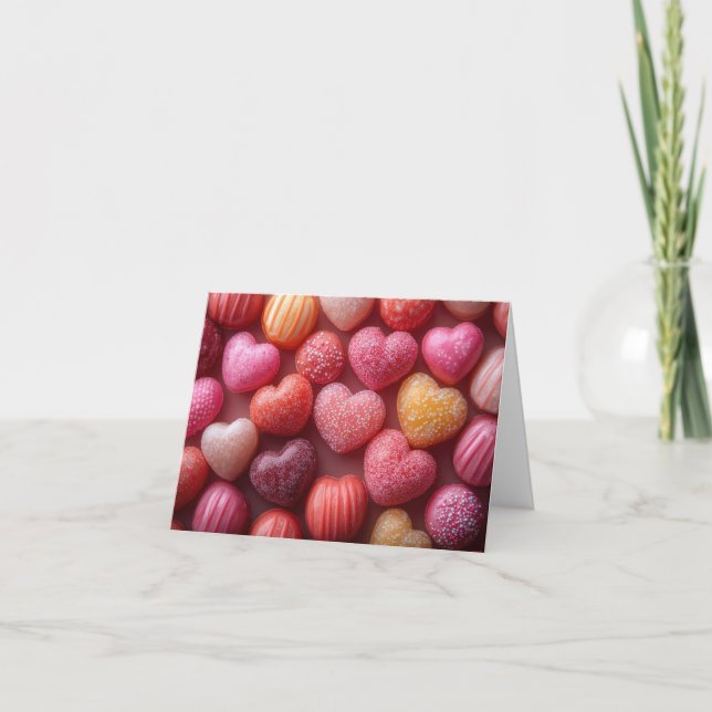 Cartes Pour Fêtes Annuelles Cœurs de bonbon rose à la guérison de la Saint-Val (Devant)