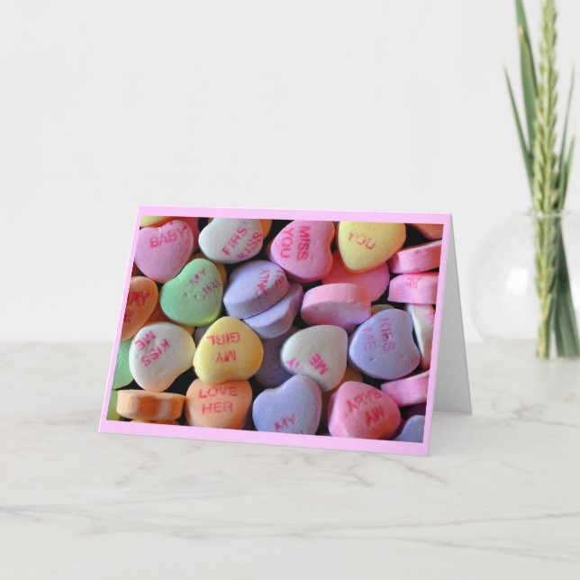 Cartes Pour Fêtes Annuelles Coeurs de bonbons pour la Saint-Valentin (Devant)