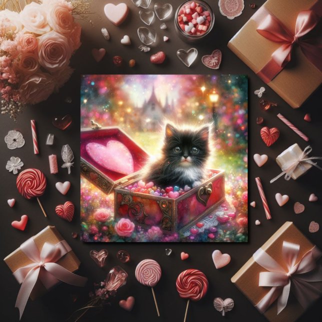 Cartes Pour Fêtes Annuelles Coeurs de bonbons rose rouge Tuxedo Kitten Valenti (Créateur téléchargé)