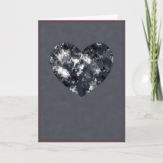 Cartes Pour Fêtes Annuelles Coeurs de Camo Valentine de marine - (Devant)