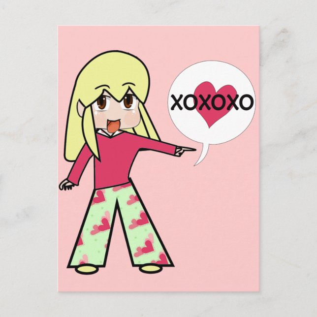 Cartes Pour Fêtes Annuelles Cœurs de Chibi Saint-Valentin (Devant)