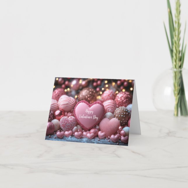 Cartes Pour Fêtes Annuelles Cœurs de Chocolat Rose Vœux de la Saint-Valentin (Devant)