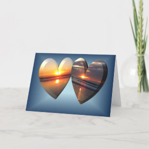 Cartes Pour Fêtes Annuelles Coeurs de coucher du soleil