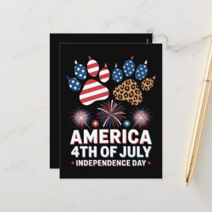 Cartes Pour Fêtes Annuelles Cœurs de drapeau américain léopard mignon 4 juille