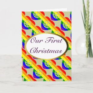 Cartes Pour Fêtes Annuelles Coeurs de drapeau arc-en-ciel Mariage Gay Premier