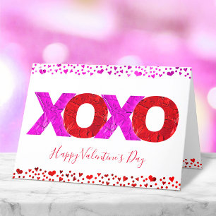 Cartes Pour Fêtes Annuelles Cœurs de la Saint-Valentin XOXO rose rouge moderne