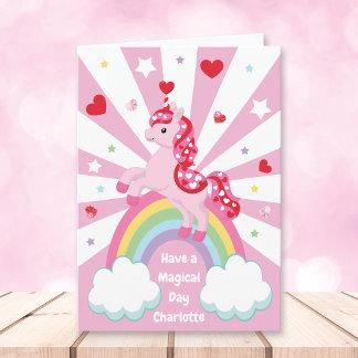 Cartes Pour Fêtes Annuelles Cœurs de licorne rose pour la Saint-Valentin pour 