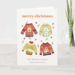 Cartes Pour Fêtes Annuelles Coeurs de Noël d'hiver mignonnes Laveux Sweater