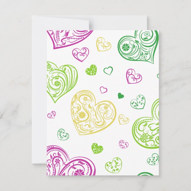 Cartes Pour Fêtes Annuelles "Coeurs de paisley dessinés à la main" (Devant)