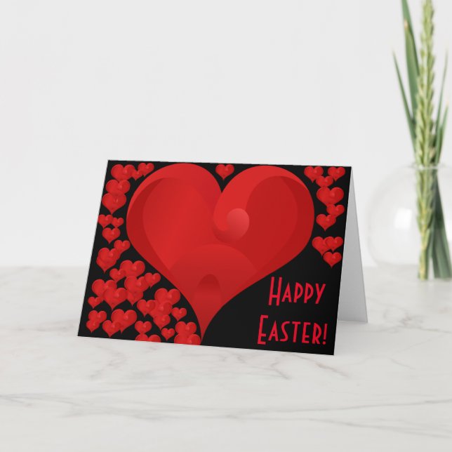 Cartes Pour Fêtes Annuelles Coeurs doux romantiques heureux d'amour de Pâques (Devant)