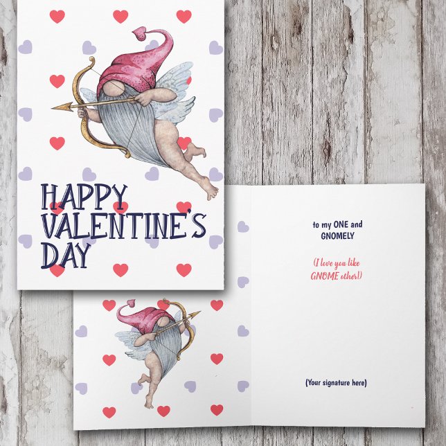 Cartes Pour Fêtes Annuelles Coeurs Drôle Valentine Cupid Gnome Amiante (Créateur téléchargé)