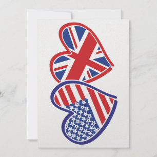 Cartes Pour Fêtes Annuelles Coeurs du drapeau américain et britannique