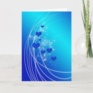 Cartes Pour Fêtes Annuelles Coeurs et étincelles bleus