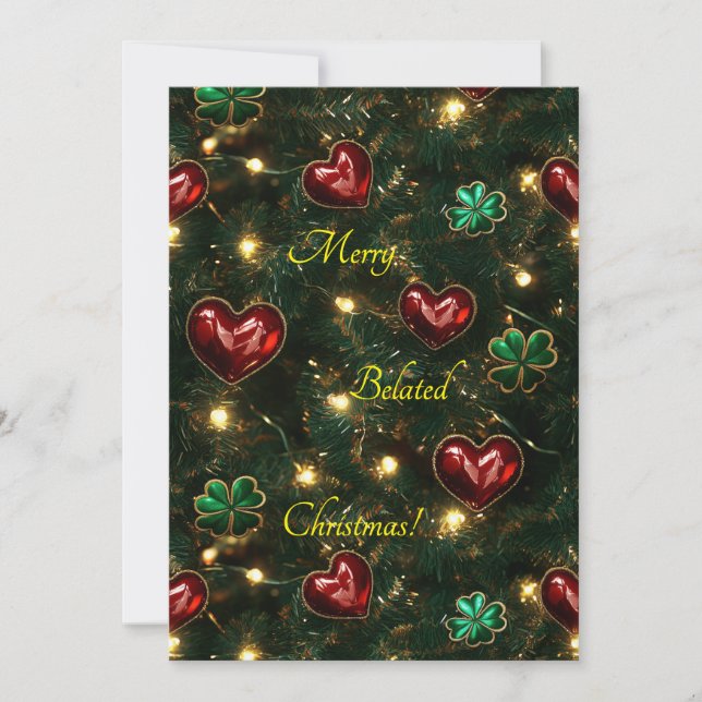 Cartes Pour Fêtes Annuelles Coeurs et Shamrocks de Noël (Devant)