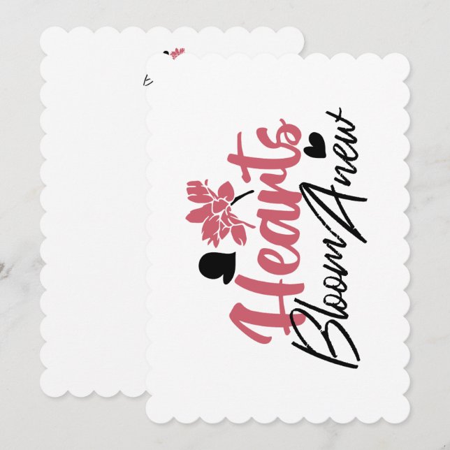 Cartes Pour Fêtes Annuelles Coeurs fleurissent à nouveau - Citation Florale In (Devant / Derrière)