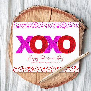 Cartes Pour Fêtes Annuelles Cœurs gras modernes roses rouges XOXO pour la Sain