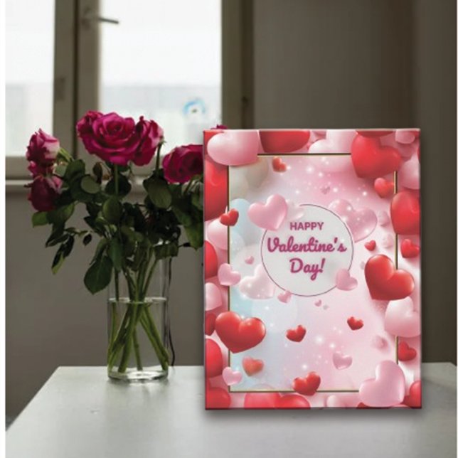 Cartes Pour Fêtes Annuelles Coeurs Heureuses Saintes-Valentin Rouge Et Rose (Créateur téléchargé)