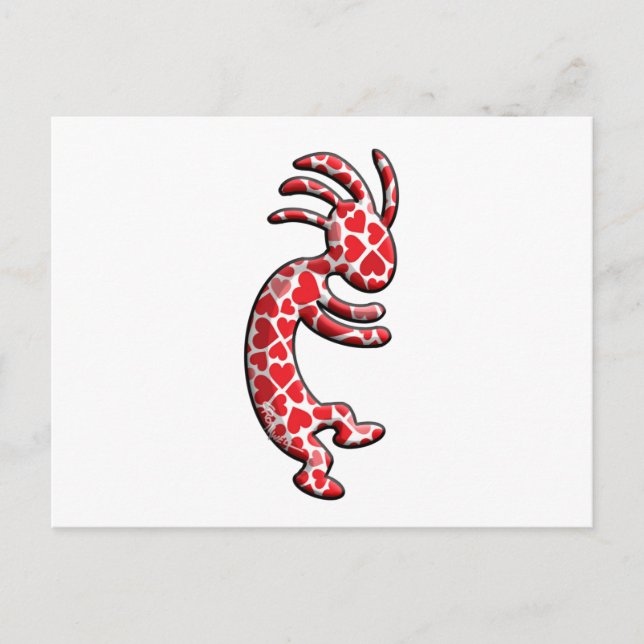 Cartes Pour Fêtes Annuelles Coeurs Kokopelli de Valentine (Devant)