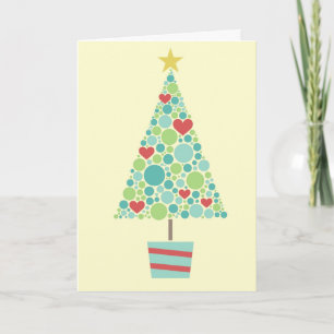 Cartes Pour Fêtes Annuelles Coeurs mignons pastel moderne sapin de Noël