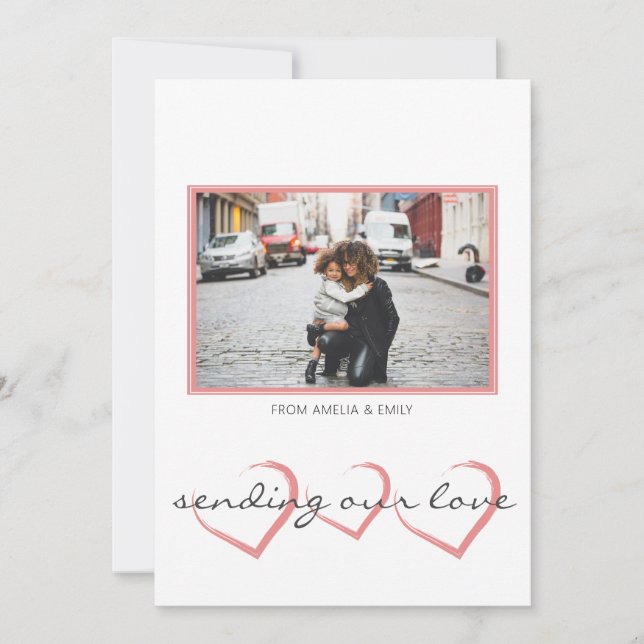 Cartes Pour Fêtes Annuelles Coeurs modernes Pink Photo Saint Valentin`s Day (Devant)