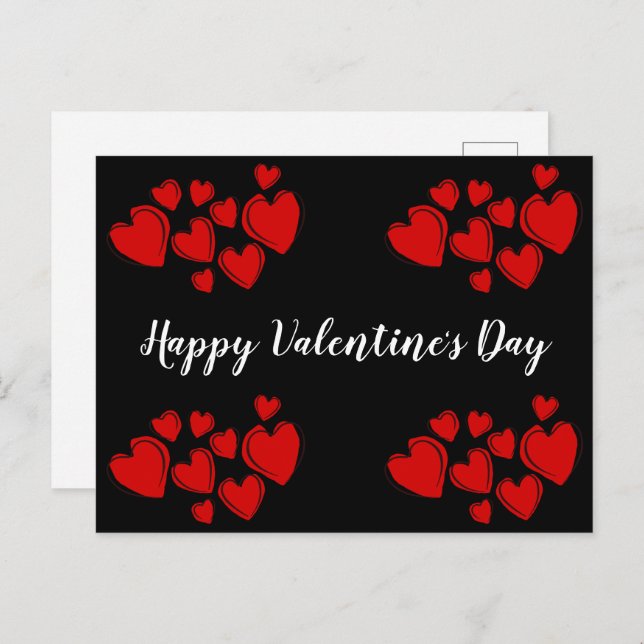 Cartes Pour Fêtes Annuelles Coeurs noirs et rouges Heureuses Saintes-Valentin (Devant / Derrière)