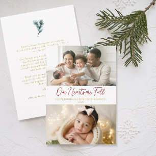 Cartes Pour Fêtes Annuelles Cœurs pleins de Noël Classique Famille Bébé 2 Phot
