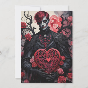 Cartes Pour Fêtes Annuelles Cœurs roses de la Saint-Valentin victorienne gothi