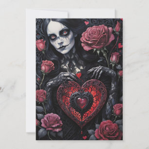 Cartes Pour Fêtes Annuelles Cœurs roses de la Saint-Valentin victorienne gothi