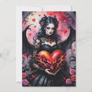 Cartes Pour Fêtes Annuelles Cœurs roses de la Saint-Valentin victorienne gothi