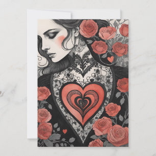 Cartes Pour Fêtes Annuelles Cœurs roses de la Saint-Valentin victorienne gothi