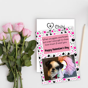 Cartes Pour Fêtes Annuelles Coeurs roses et noirs mignons Chien Saint Valentin