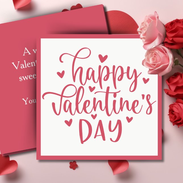 Cartes Pour Fêtes Annuelles Coeurs roses Heureuse Sainte-Valentin personnalisé (Pink Hearts Happy Valentine's Day Custom Holiday Card. Add your name and a special message)