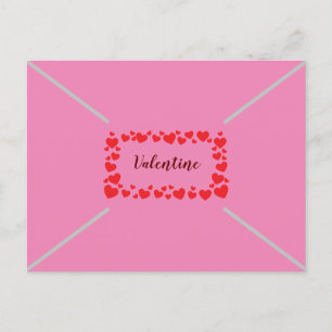 Cartes Pour Fêtes Annuelles Coeurs roses mignons Valentines Style Enveloppe de