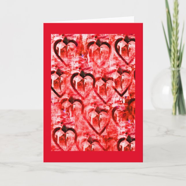 Cartes Pour Fêtes Annuelles Coeurs rouges (Devant)