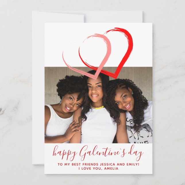 Cartes Pour Fêtes Annuelles Coeurs rouges roses Amis de la Saint-Galentin (Devant)