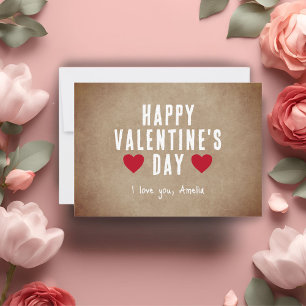 Cartes Pour Fêtes Annuelles Cœurs Rouges Rustiques Joyuse Saint-Valentin Petit