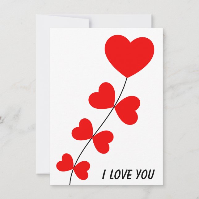 Cartes Pour Fêtes Annuelles Coeurs rouges Valentines Jour Minimal Simple (Devant)