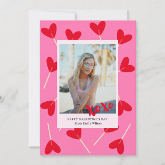 Cartes Pour Fêtes Annuelles Cœurs Sucettes Photo XOXO Amour Saint-Valentin